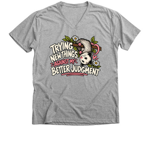 TRYING NEW THINGS, a Athletic Heather Premium V-Neck Tee