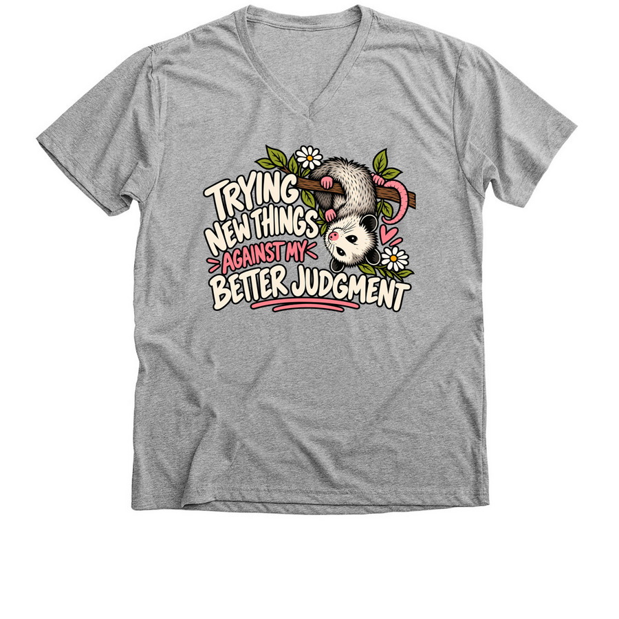 TRYING NEW THINGS, a Athletic Heather Premium V-Neck Tee