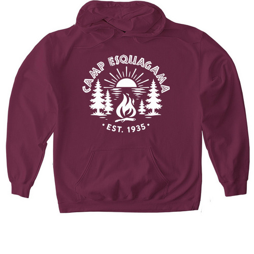 2026 Camp Shirt - White Print, a Maroon Gildan Softstyle Pullover Hoodie