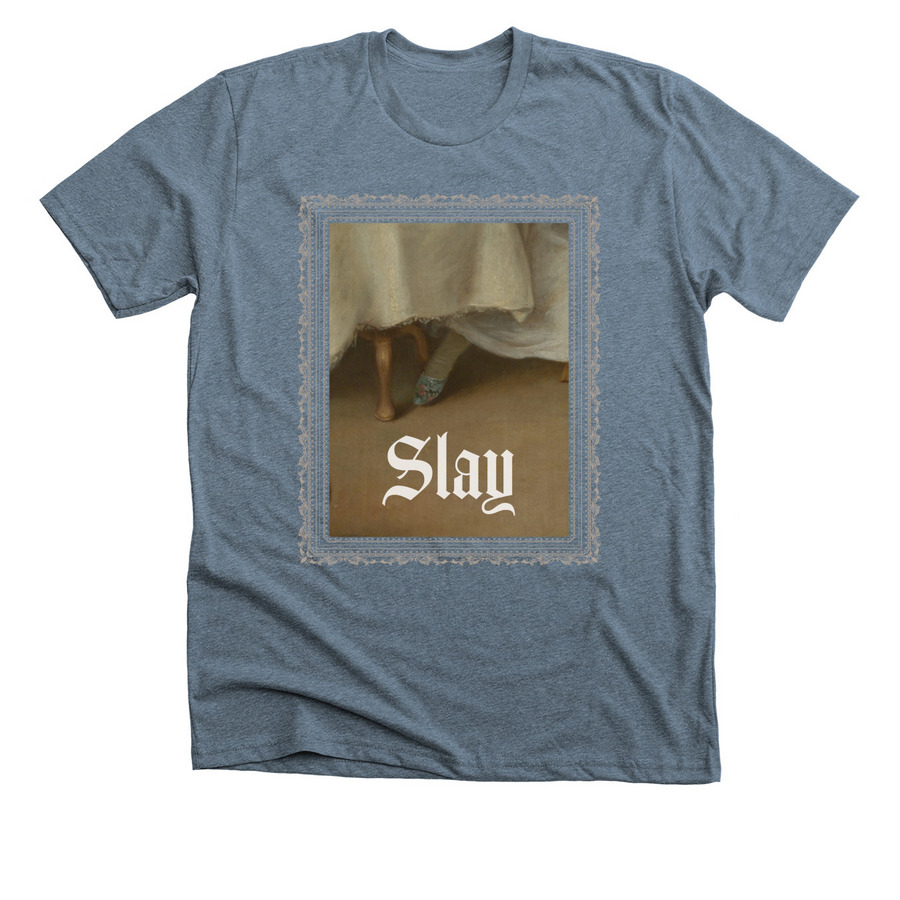 Slay (shoe), a Heather Slate Premium Unisex Tee