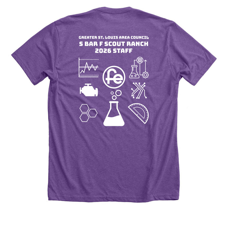 STEM area shirt, a Heather Team Purple Premium Unisex Tee (back-view)