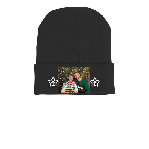Angry Grandma And Grandson&nbsp;, a Black Printed Cuffed Beanie