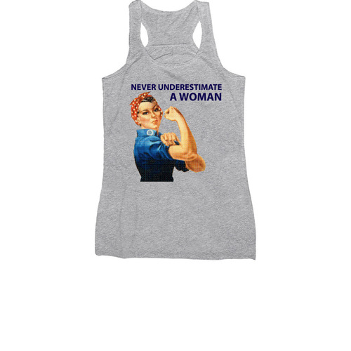 Never Underestimate a Woman NJVVMF Shirts, a Athletic Heather Women's Racerback