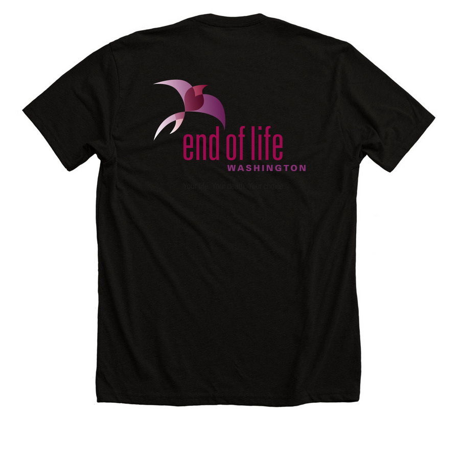 End of Life Washington Logo (on back), a Solid Black Blend Premium Unisex Tee (back-view)