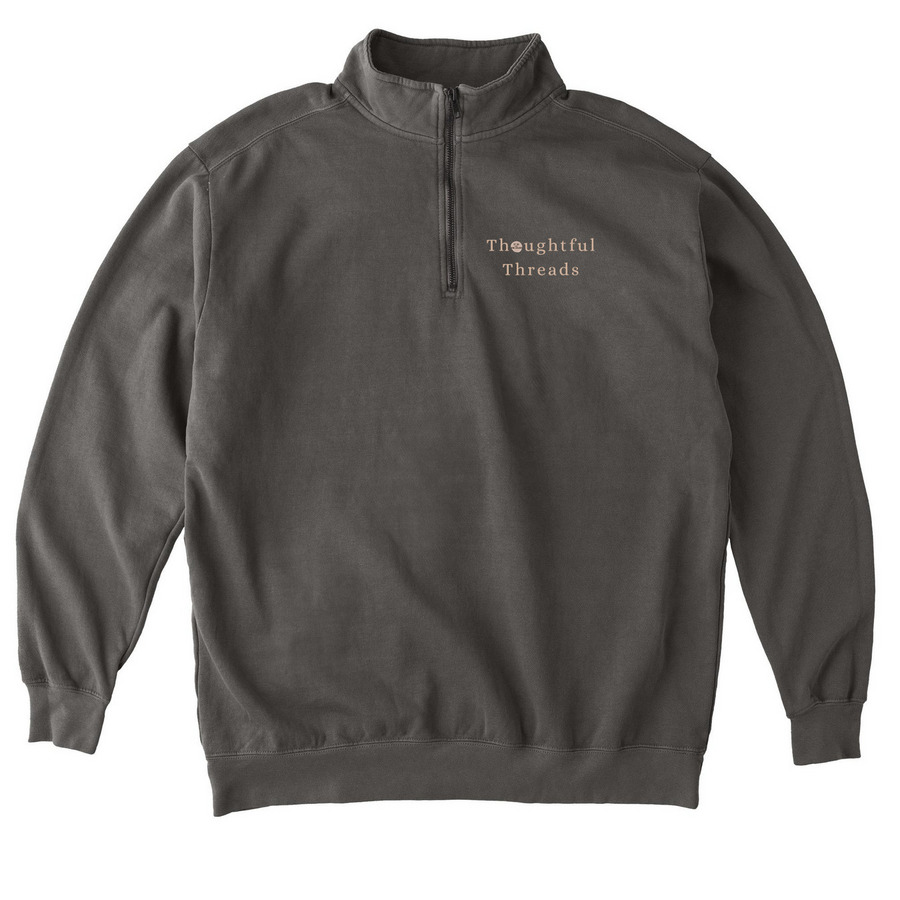 Thoughtful Threads, a Pepper Comfort Colors Quarter Zip Pullover