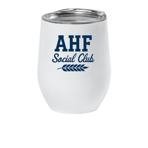 AHF Social Club Wine Tumbler, a White Insulated Wine Cup