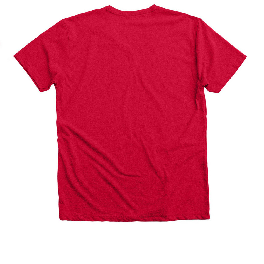 Carnivore Real Thing, a Heather Red Premium V-Neck Tee (back-view)