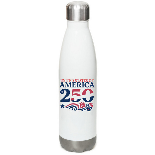 USA 250 Water Bottle, a White Stainless Steel Water Bottle