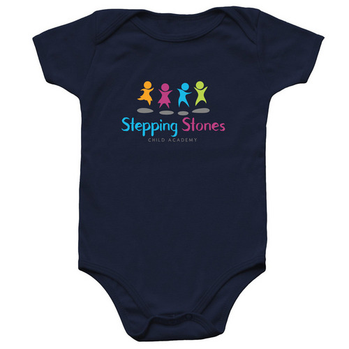 Stepping Stones Child Academy Infant Clothing, a Navy Infant Onesie