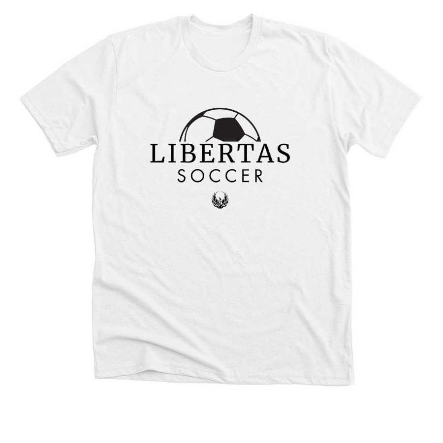 Libertas Soccer, a Solid White Blend Premium Unisex Tee