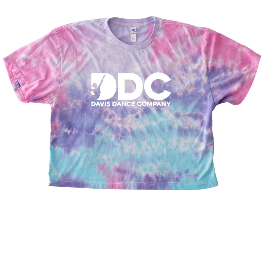 DDC Tie Dye (White Logo), a Cotton Candy Women's Tie Dye Cropped Tee