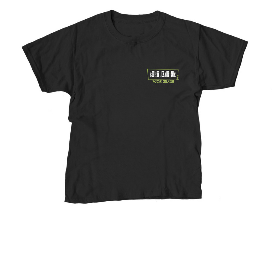 Beetlejuice Jr. Crew Shirts, a Black Youth Unisex Tee