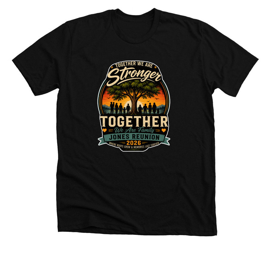 JONES REUNION SHIRT, a Solid Black Blend Premium Unisex Tee