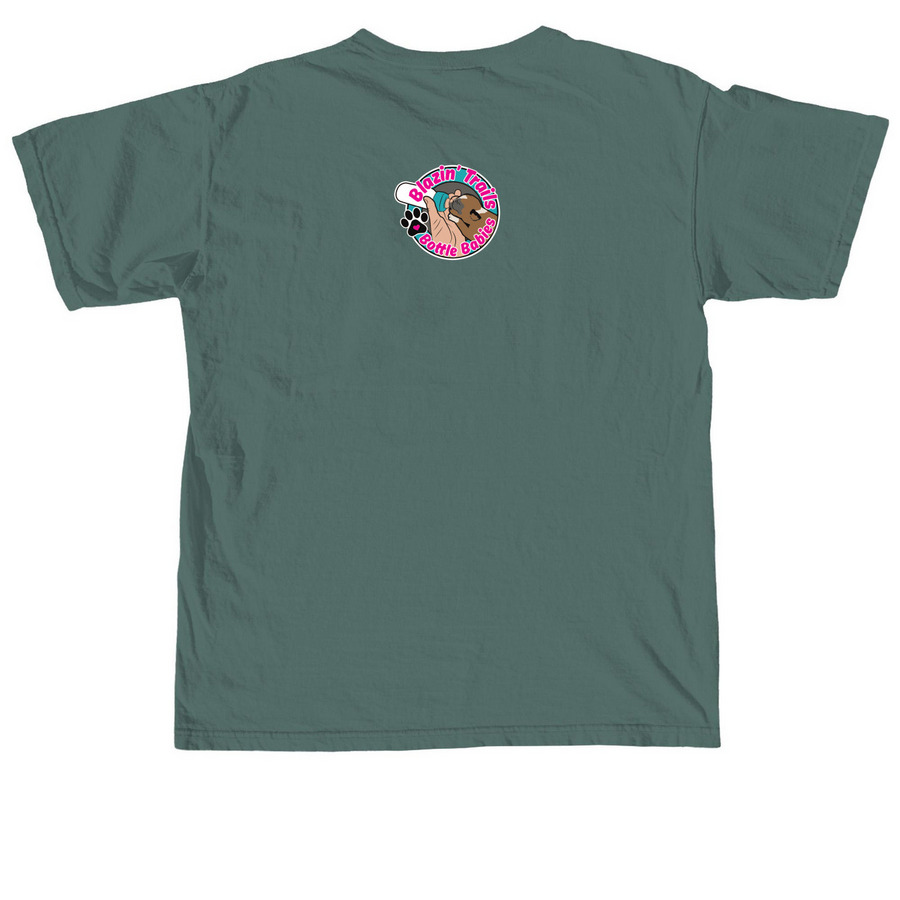 Homegrown Puppies (teal), a Blue Spruce Comfort Colors Unisex Tee (back-view)