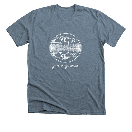 Good Things Ahead, a Heather Slate Premium Unisex Tee