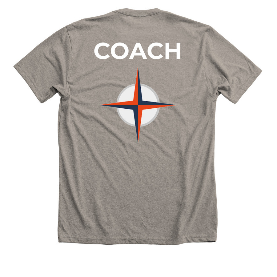 Coach White Logo&nbsp;, a Heather Stone Premium Unisex Tee (back-view)