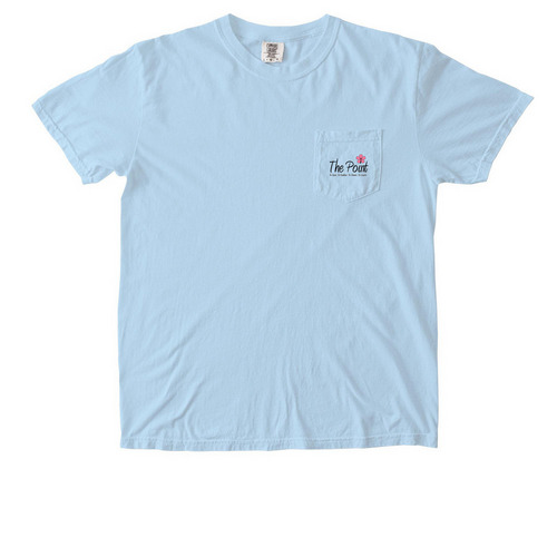 Pocket Print - Regular Logo, a Chambray Comfort Colors Pocket Tee