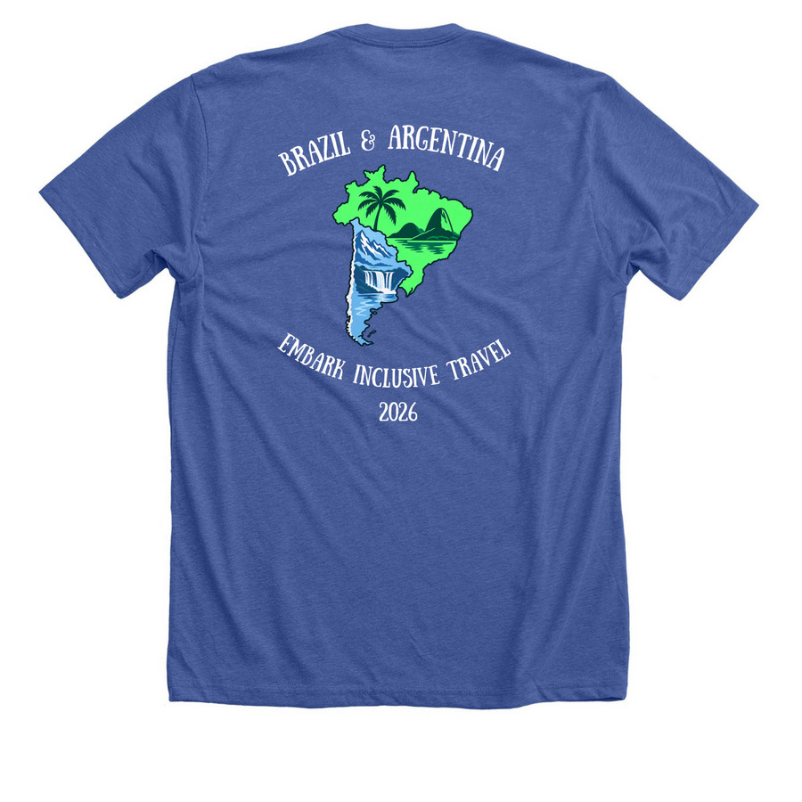 Embark Inclusive Travel, a Solid True Royal Premium Unisex Tee (back-view)