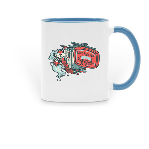 Reads by the River - Coffee Mugs, a Light Blue Two-Tone Ceramic Mug