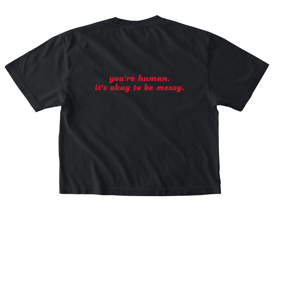The Lollipop Tee, a Black Comfort Colors Boxy Tee (back-view)