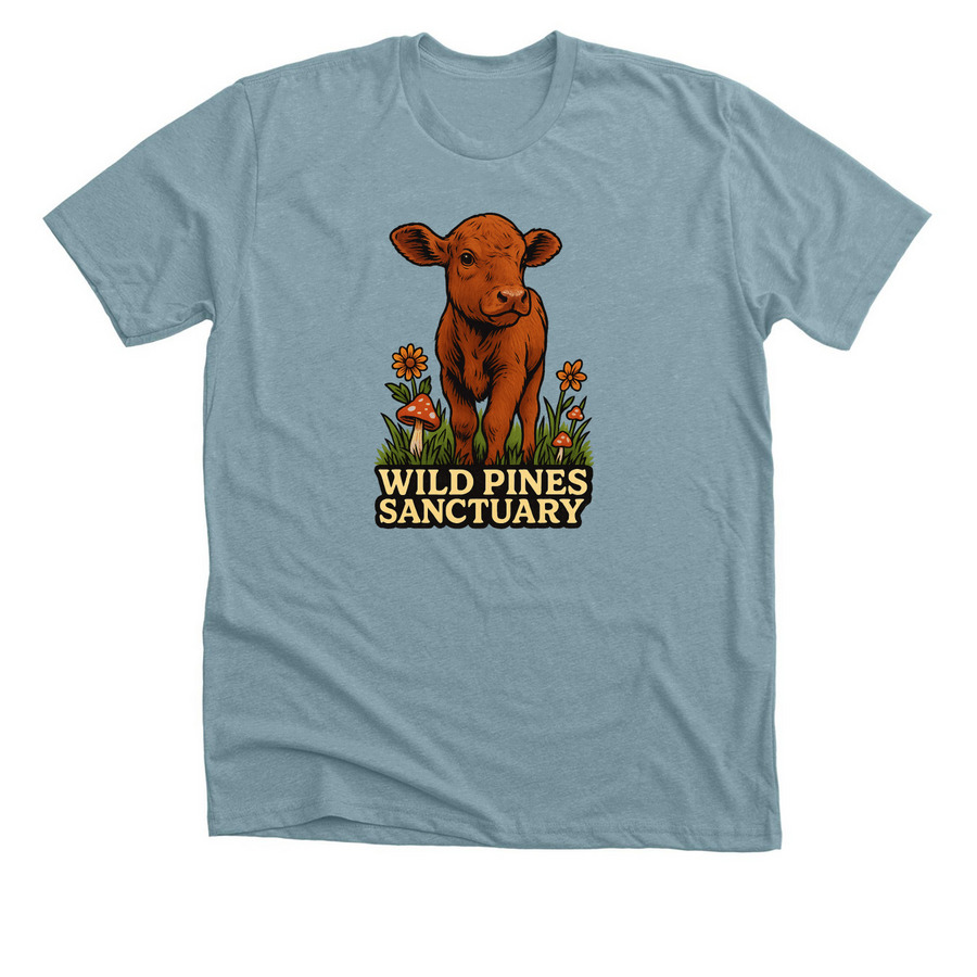 Saoirse the Calf, a Heather Blue Lagoon Premium Unisex Tee