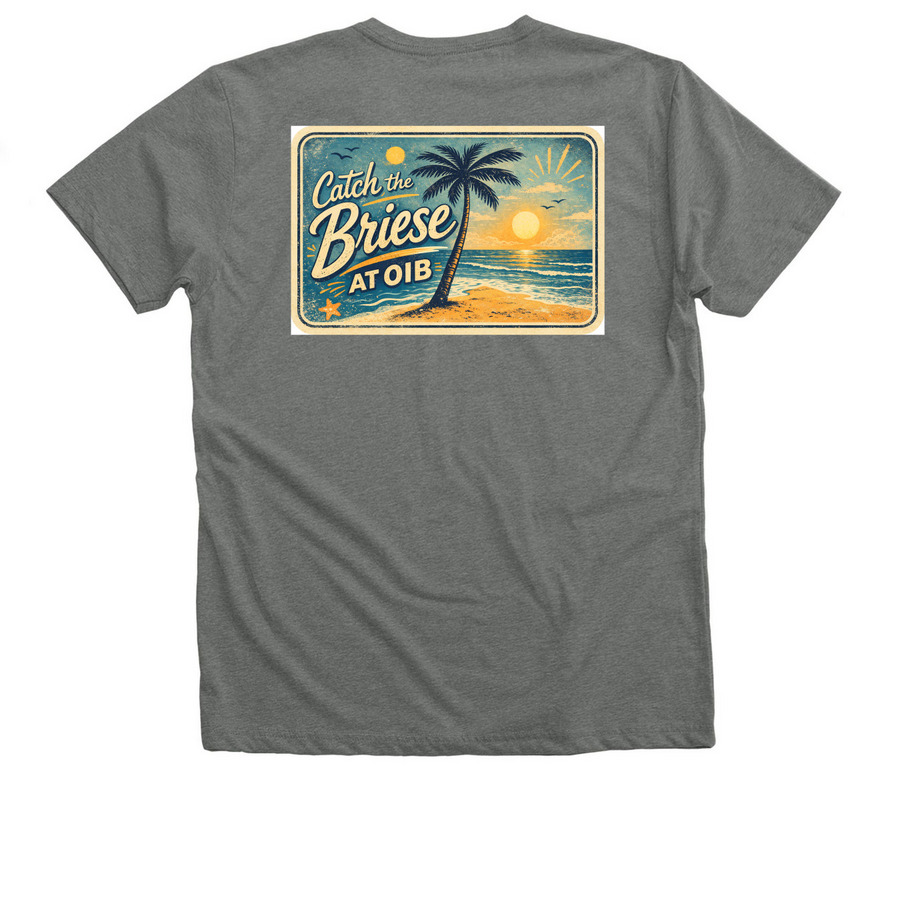 Briese Tees, Hoodies /w front and back logo, a Deep Heather Premium V-Neck Tee (back-view)