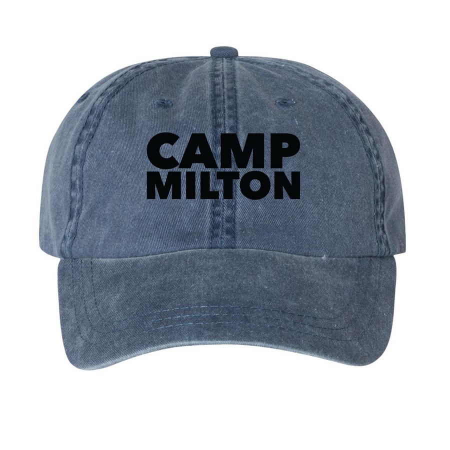 Camp Milton Ball Cap, a Navy Printed Pigment Dye Baseball Cap
