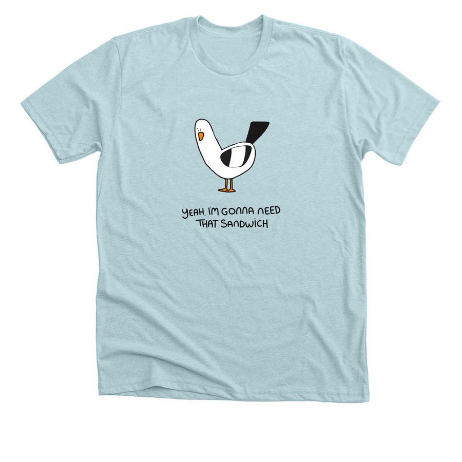 Official Grumpy Seagull, a Heather Ice Blue Premium Unisex Tee