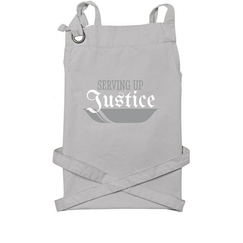 Serving Up Justice, a Silver Cotton Canvas Pocket Apron