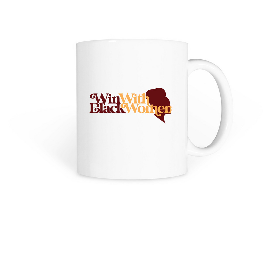 Win With Black Women Mug, a White Coffee Mug