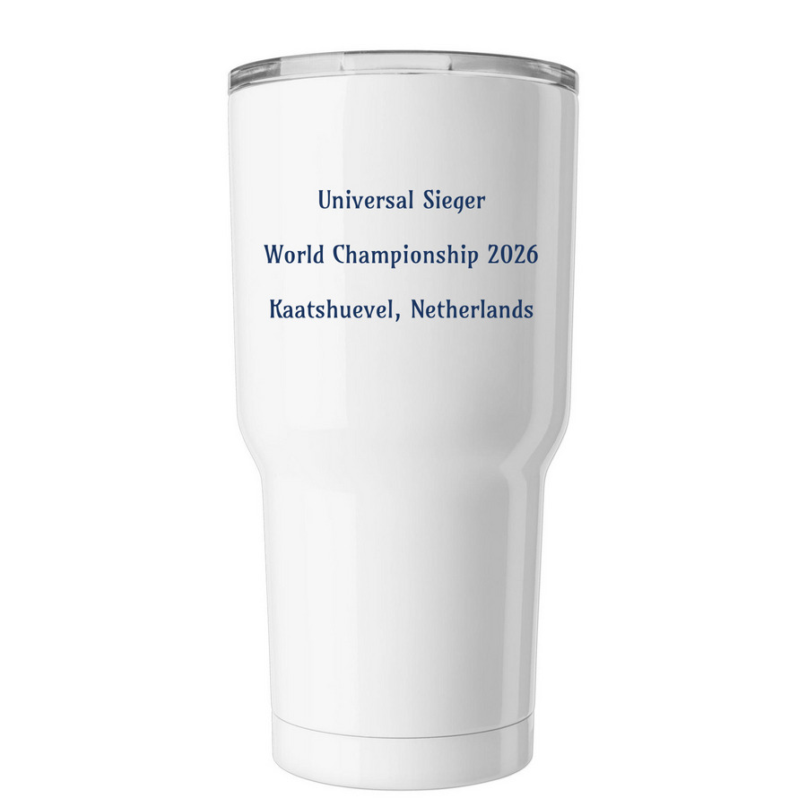 Team Ori Universal Sieger 2026, a White Insulated Tumbler (back-view)