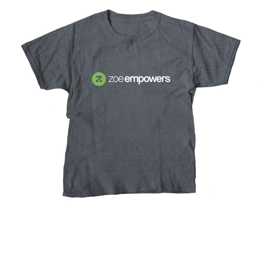 Zoe Empowers Logo (Dark), a Dark Heather Youth Unisex Tee