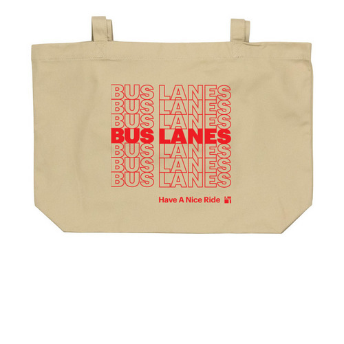 Bus Lanes Tote, a Oyster Large Organic Cotton Tote Bag