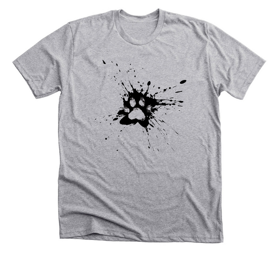 Paw Paint Splatter - Black, a Athletic Heather Premium Unisex Tee