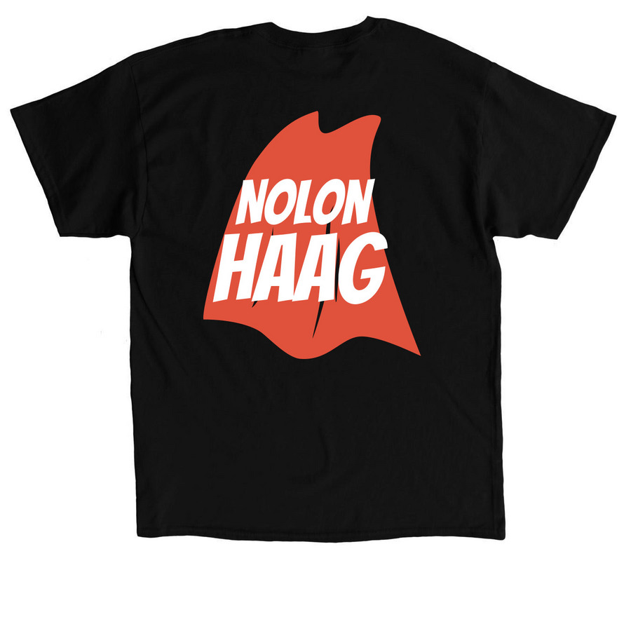 Nolon Haag our Superhero, a Black Classic Unisex Tee (back-view)
