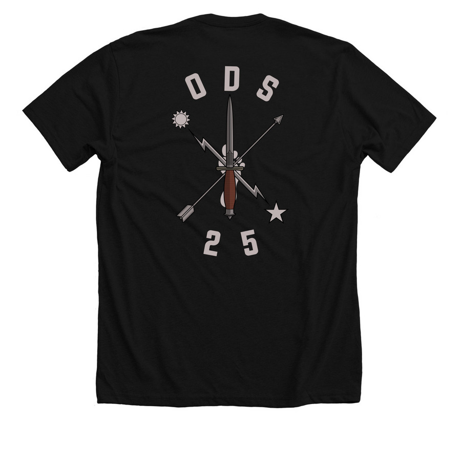 SPaR ODS 25, a Solid Black Blend Premium Unisex Tee (back-view)