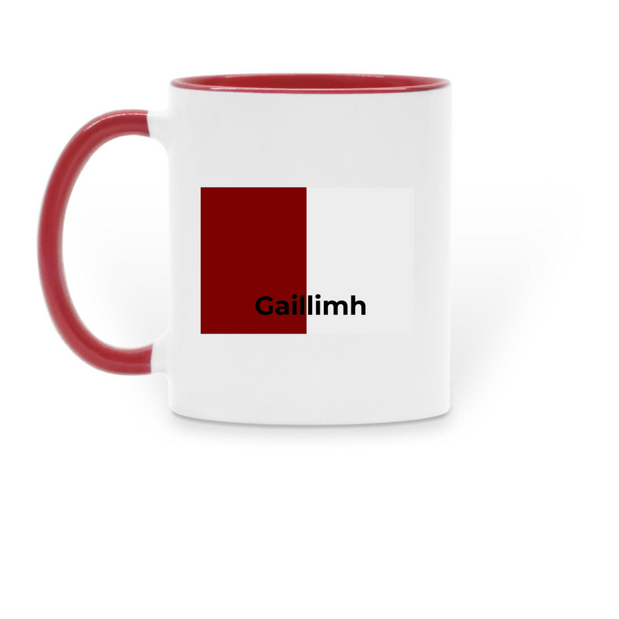 Gaillimh, a Red Two-Tone Ceramic Mug (back-view)