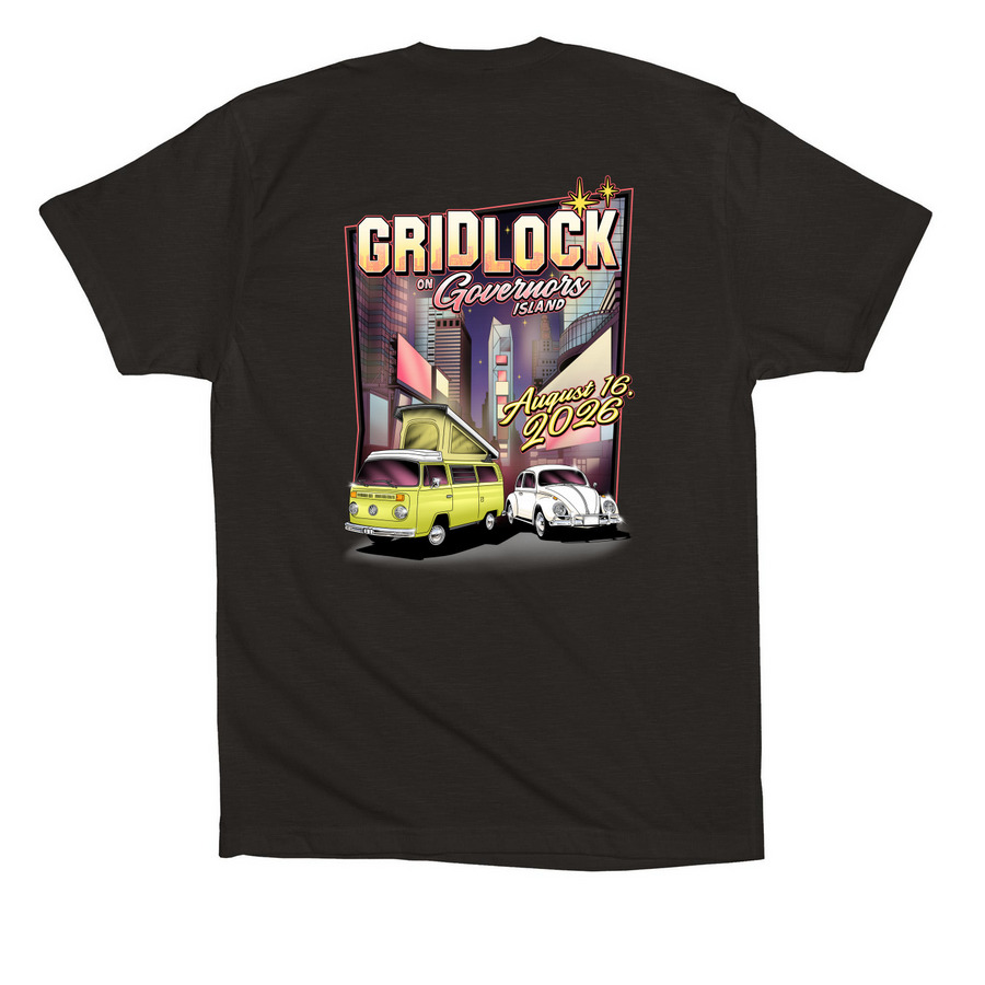 Gridlock on Governors 2026, a Black Premium Cotton Tee (back-view)