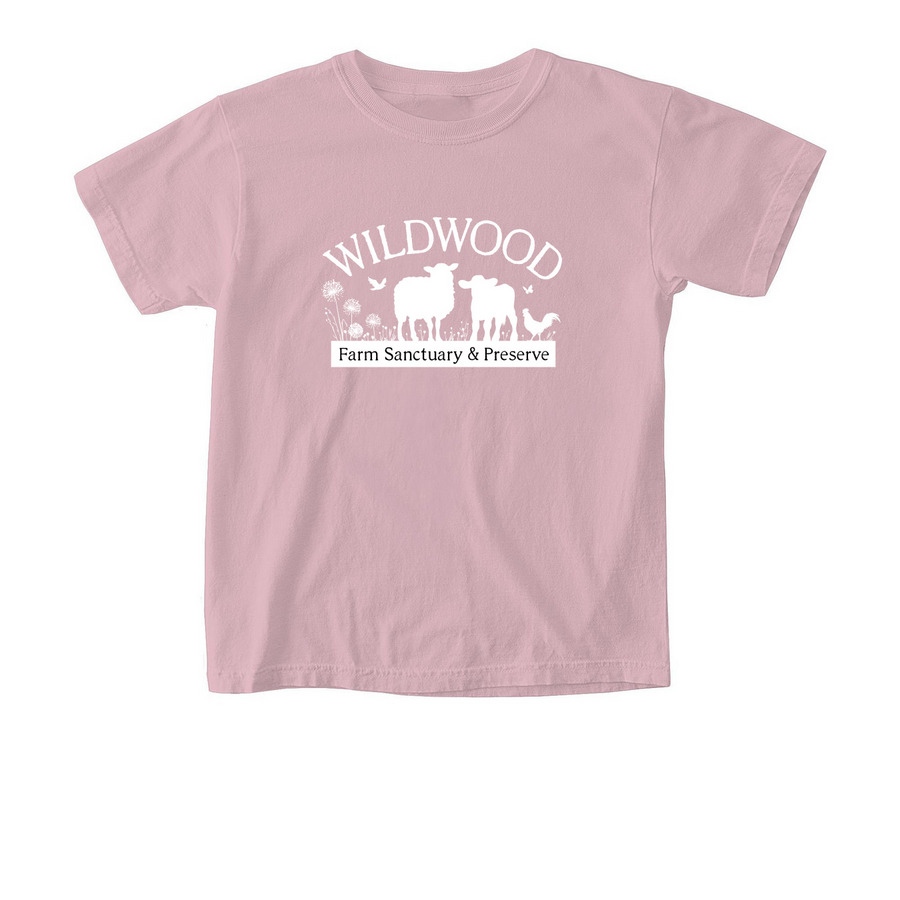 White Wildwood Logo (Youth), a Blossom Comfort Colors Youth Tee