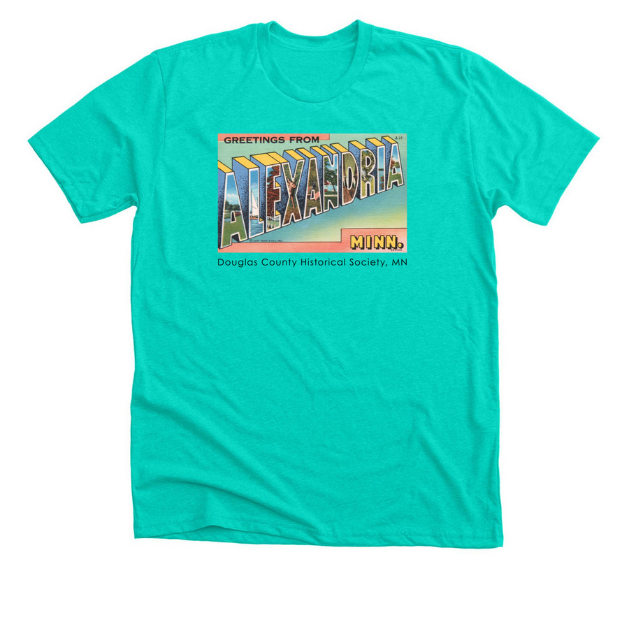 Greetings from Alexandria Postcard Shirt, a Heather Sea Green Premium Unisex Tee