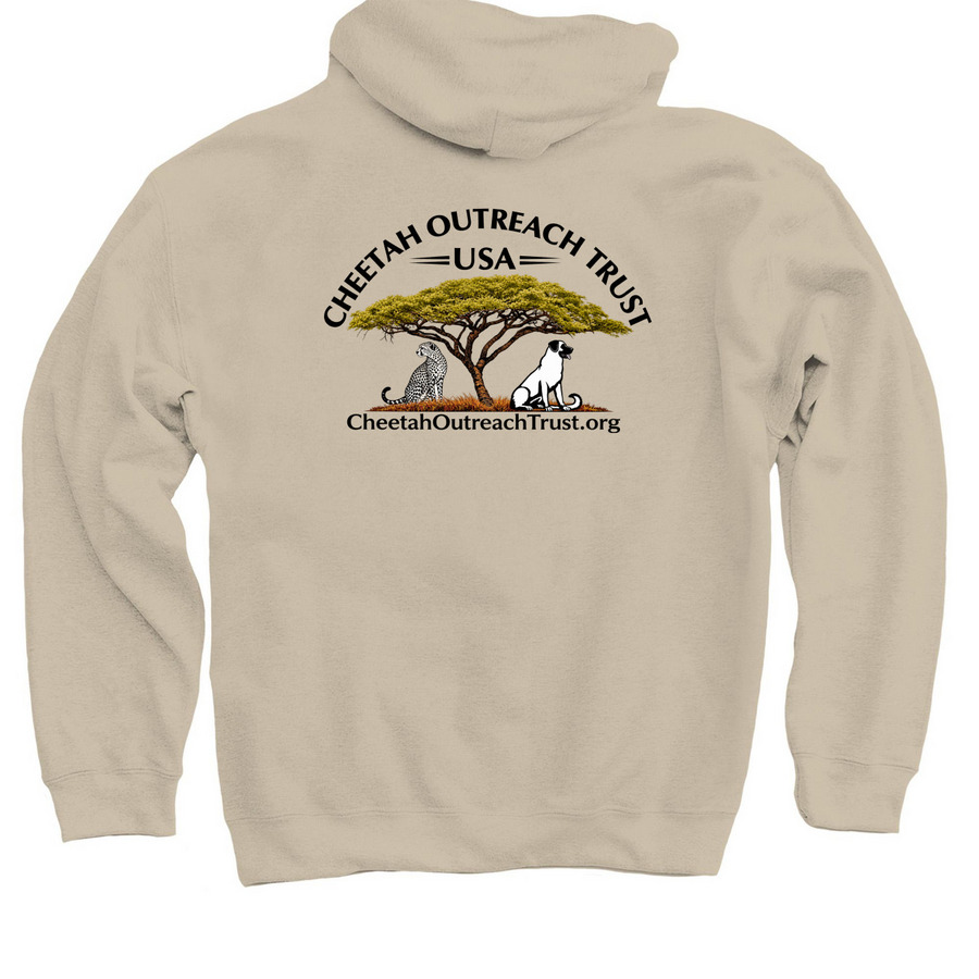 Every Cheetah Counts COT-USA&nbsp;, a Sand Pullover Hoodie (back-view)