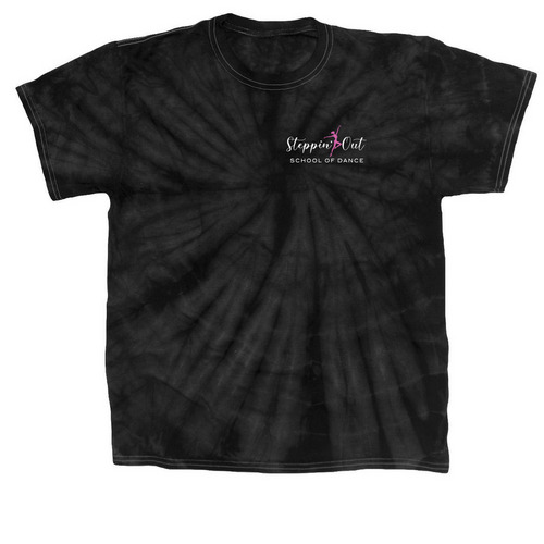 Dancer/White Logo Tie Dye, a Black Classic Tie Dye Tee