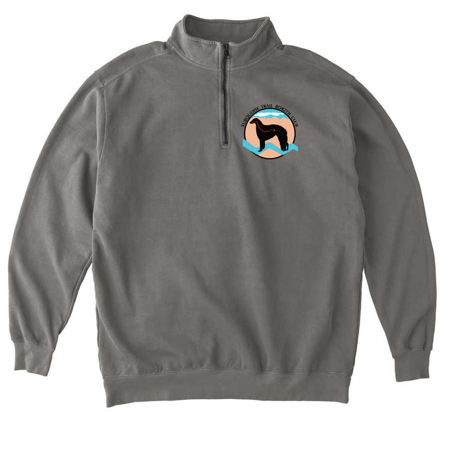 Turquoise Trail Borzoi Club -Zip up hoodies, a Grey Comfort Colors Quarter Zip Pullover