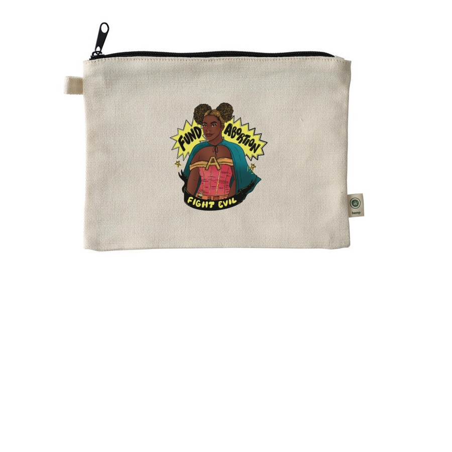 Fund Abortion, Fight Evil Pouch, a Natural 9"x7" Hemp Blend Pouch