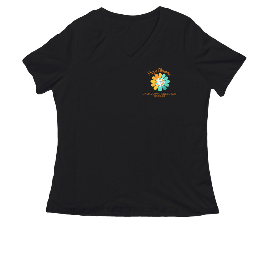 Hope Blooms for CAMK2, a Black Women's Relaxed V-Neck Tee