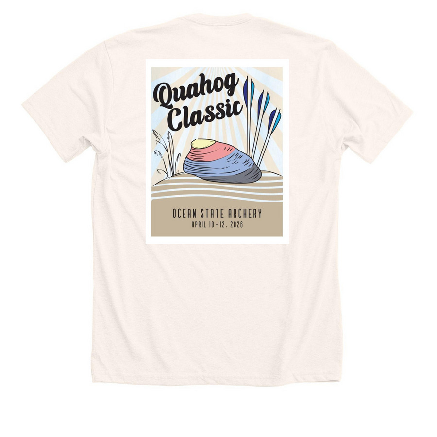 Quahog Classic, a Heather Natural Premium Unisex Tee (back-view)