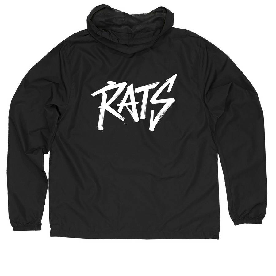 Baggy Graphic Jacket, a Black Quarter-Zip Windbreaker (back-view)