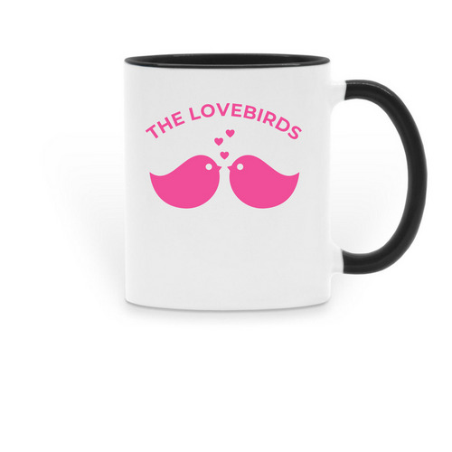 THE LOVEBIRDS MUG, a Black Two-Tone Ceramic Mug