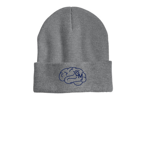 Miles for John NYC Beanies, a Dark Heather Grey Printed Cuffed Beanie