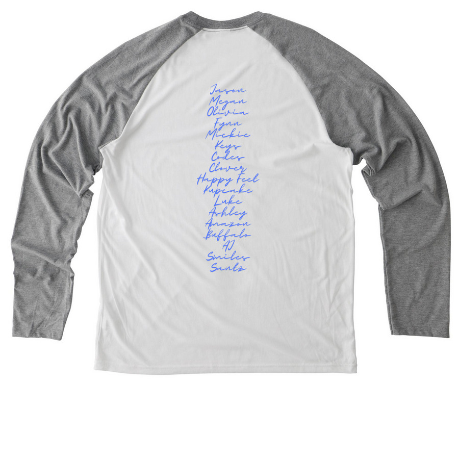 Supes, a Aluminum Grey/ Bright White Allmade Eco Triblend Colorblock Raglan Long Sleeve Tee (back-view)
